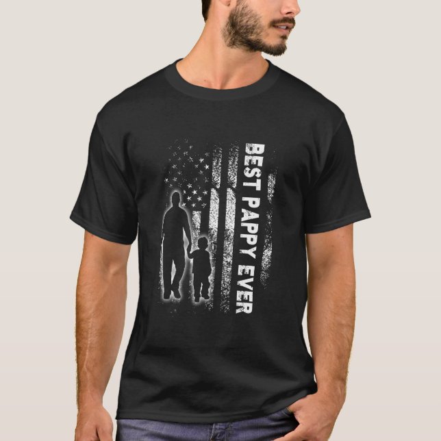 Best Pappy Ever USA Flag Father s day Grandpa Gift T-Shirt (Front)