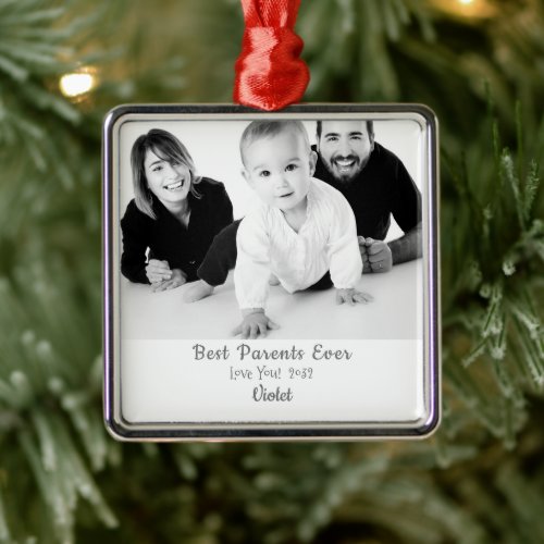 Best Parents Ever Personalized Name Year Photo Met Metal Ornament