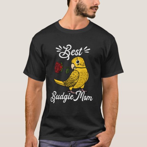 Best Parrot Mom I Yellow Lutino Budgie Budgerigar T_Shirt