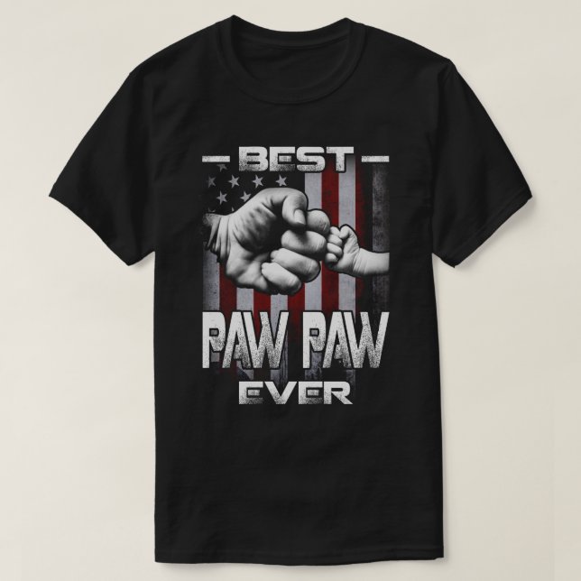 Best PAW PAW Ever Fist-bump US Flag T-Shirt (Design Front)