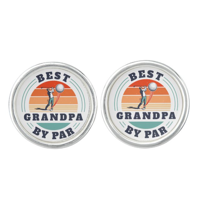 Best PawPaw By Par Golf Lover Grandpa Cufflinks (Front)