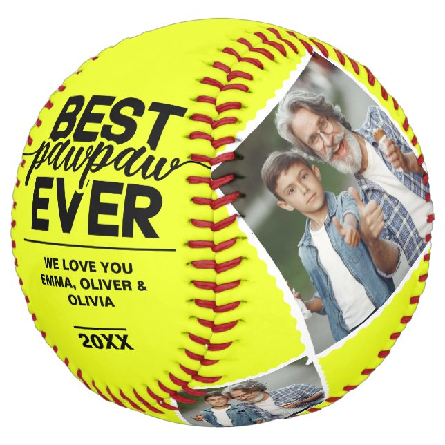 Best Pawpaw Ever Fathers Day Photo Collage Softball (Angled)