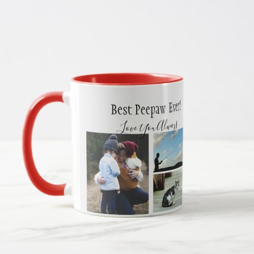 Best Peepaw Ever Photo Collage Black White Custom Mug