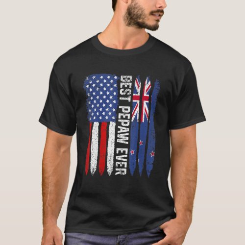 Best Pepaw Ever  Fathers Day New Zealand Us Flag T_Shirt