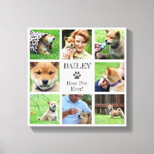 Best Pet Ever Your Family Pet Photo Collage Canvas Print