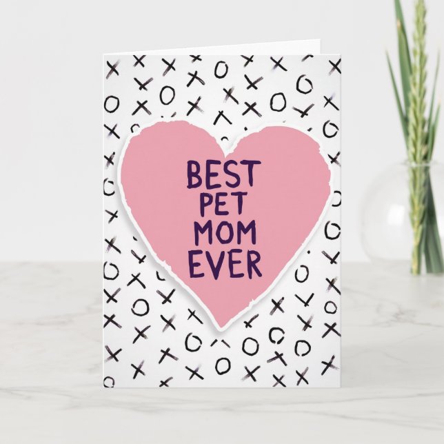Best Pet Mom Heart Art Card (Front)