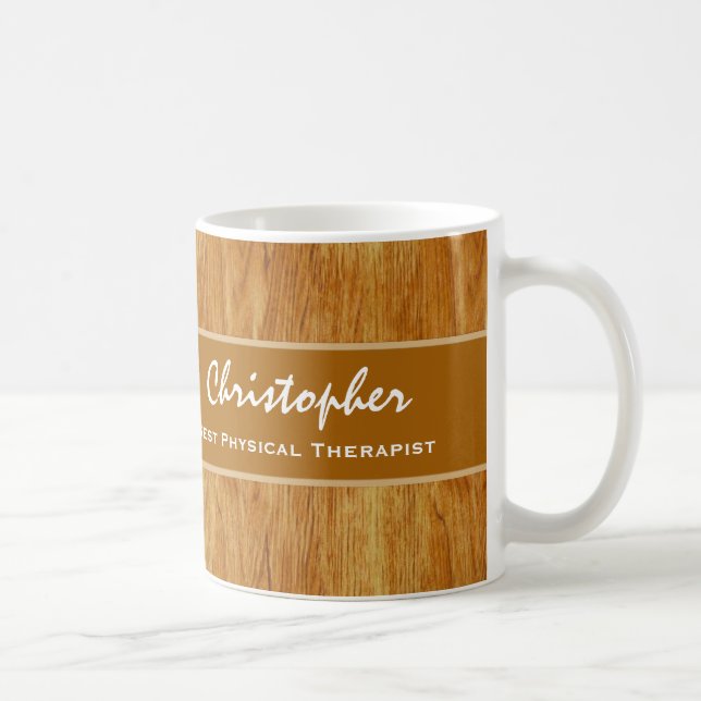 Best PHYSICAL THERAPIST Wood Look Gift V4 Coffee Mug (Right)