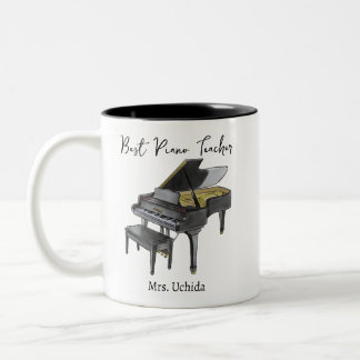 Best Piano Teacher Custom Name Grand Piano gift Two-Tone Coffee Mug