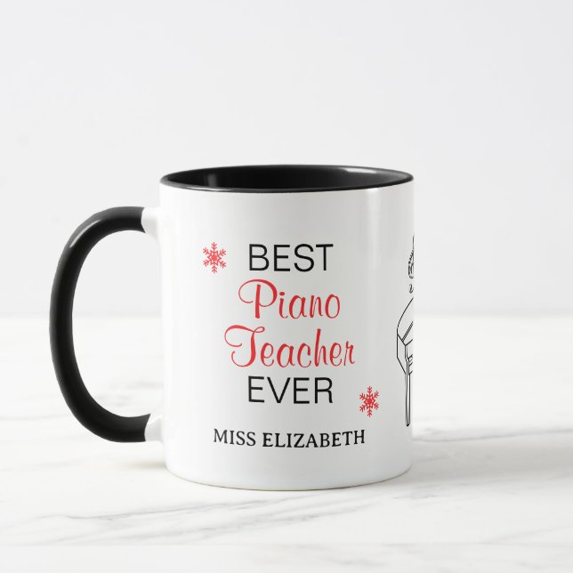 Best Piano Teacher Ever Merry & Bright Mug (Left)