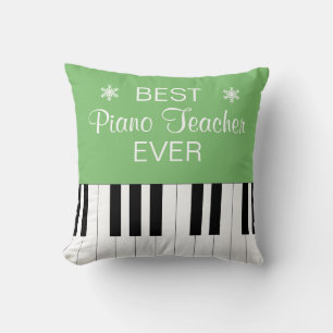 Best Piano Teacher Ever Piano Key Green Throw Pillow