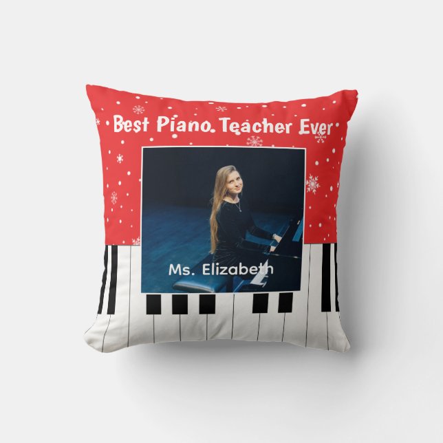 Best Piano Teacher Ever Piano Key Photo  Throw Pillow (Front)