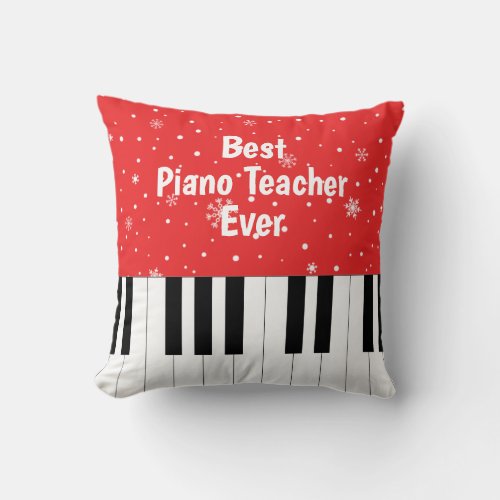 Best Piano Teacher Ever Piano Key Red Throw Pillow