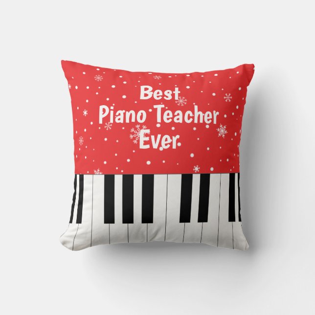 Best Piano Teacher Ever Piano Key Red Throw Pillow (Front)