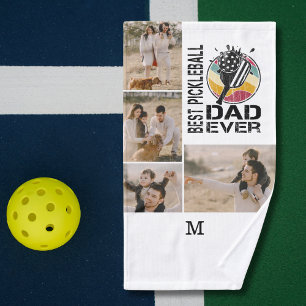 Best Pickleball Dad Ever Personalized 4 Photo Grid Hand Towel