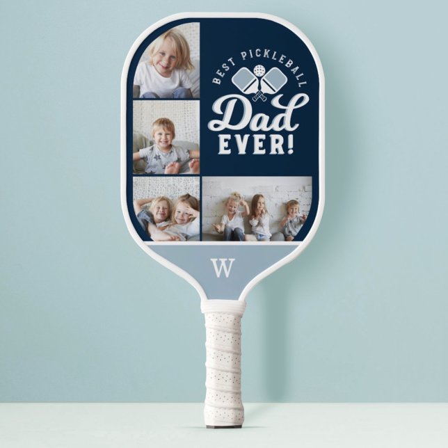 Best Pickleball Dad Ever Personalized 4 Photo Grid Paddle (Best Pickleball Dad Ever Personalized 4 Photo Grid Pickleball Paddle)