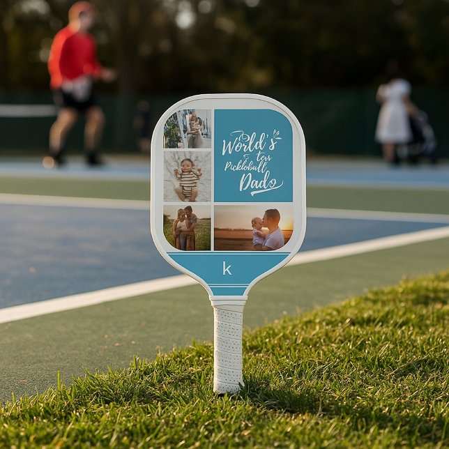 Best Pickleball Dad Ever Personalized 4 Photo Grid Paddle (Creator Uploaded)