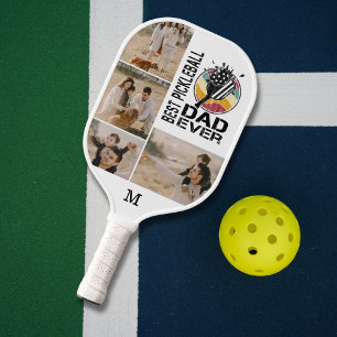 Best Pickleball Dad Ever Personalized 4 Photo Grid Pickleball Paddle