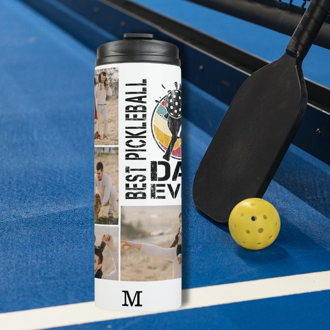 Best Pickleball Dad Ever Personalized 4 Photo Grid Thermal Tumbler (Creator Uploaded)