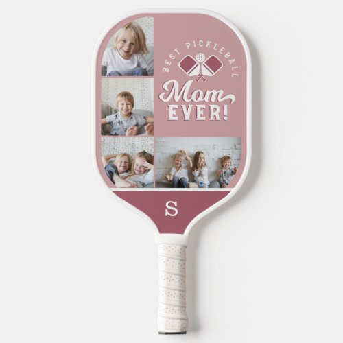 Best Pickleball Mom Ever Personalized 4 Photo Grid Pickleball Paddle