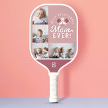 Best Pickleball Mom Ever Personalized 4 Photo Grid Pickleball Paddle<br><div class="desc">Give a fun gift to your pickleball mom with our fun personalized best pickleball mom ever! personalized pickleball paddle. Design features "Best Pickleball Mom ever" designed in a modern typography design. Personalize with a monogram on the front and back along with four special photos displayed in a simple collage design....</div>