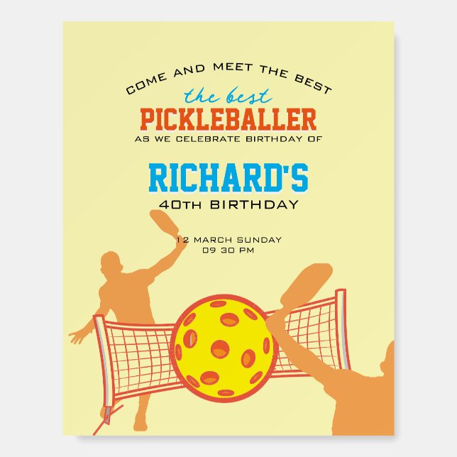 Best Pickleball Player Funny Birthday Party Foam Board (Front)