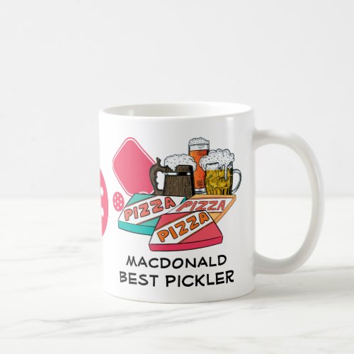 BEST PICKLER Beer Pizza PICKLEBALL Coffee Mug