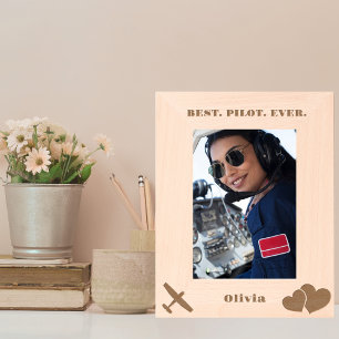 Best Pilot Ever Airplane & Heart, Simple Custom Engraved Frames