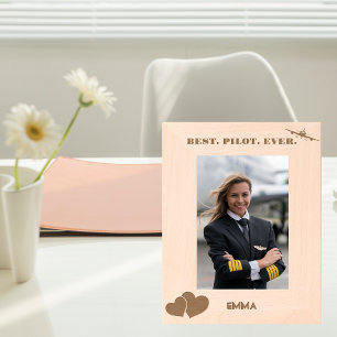 Best Pilot Ever Airplane & Heart, Simple Custom Engraved Frames