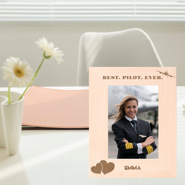 Best Pilot Ever Airplane & Heart, Simple Custom Engraved Frames (Creator Uploaded)