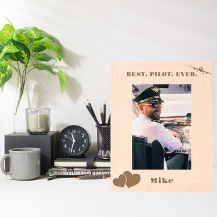 Best Pilot Ever Airplane & Heart, Simple Custom Engraved Frames
