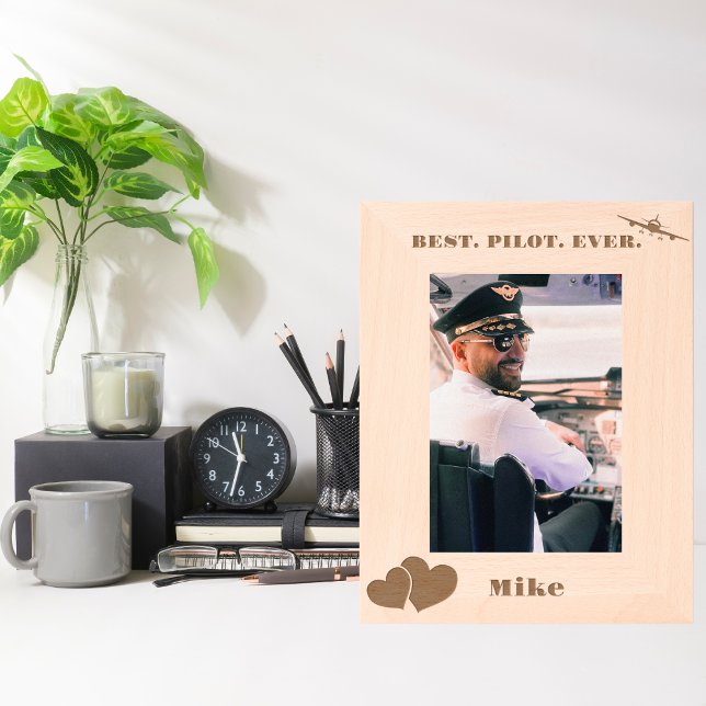 Best Pilot Ever Airplane & Heart, Simple Custom Engraved Frames (Creator Uploaded)
