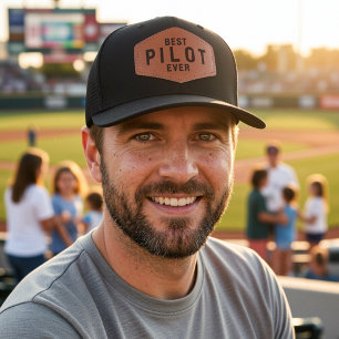 Best pilot ever Aviation Simple Typography Leather Patch Hat