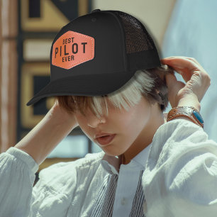 Best pilot ever Aviation Simple Typography Leather Patch Hat