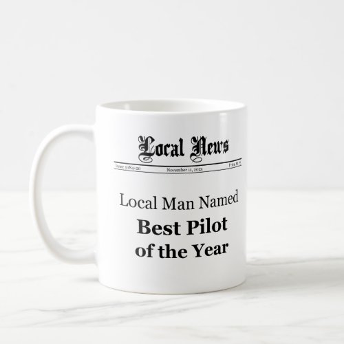 Best Pilot of The Year Newspaper Style Mug