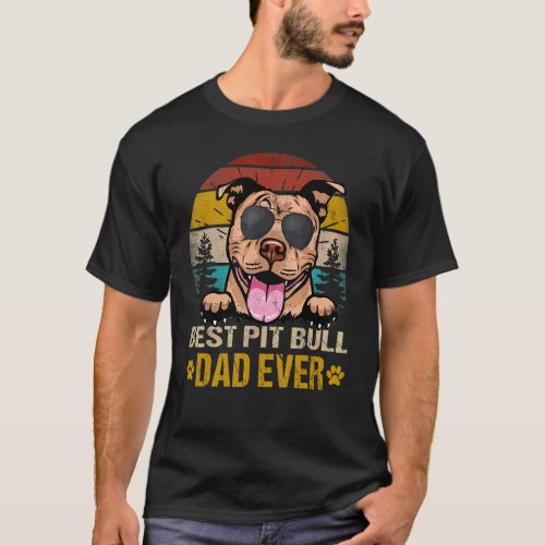 Best Pit Bull Dad Ever Vintage Dog T_Shirt