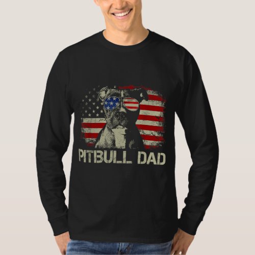 Best Pitbull Dad Ever American Flag 4th Of July Gi T_Shirt