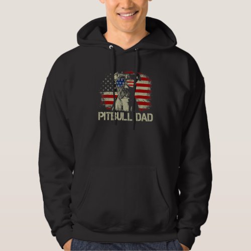 Best Pitbull Dad Ever  American Flag 4th Of July Hoodie