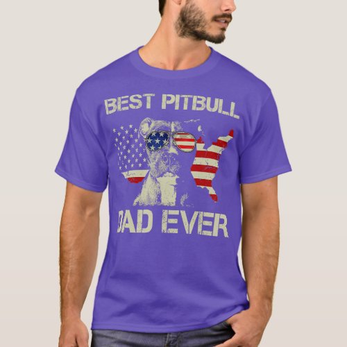Best Pitbull Dad Ever Vintage American Flag 4th Of T_Shirt