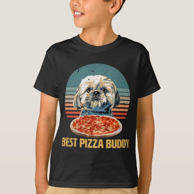 Best Pizza Buddy - Sweet Shih Tzu loves Pizza with T-Shirt (Front)