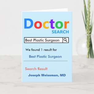Best Plastic Surgeon Search Letterpress Thank You Card