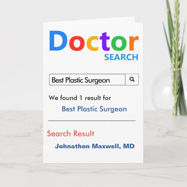Best Plastic Surgeon Search Letterpress Thank You Card (Front)