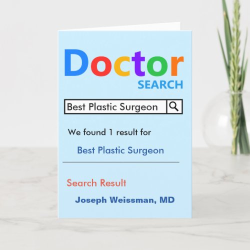 Best Plastic Surgeon Search Thank You Card