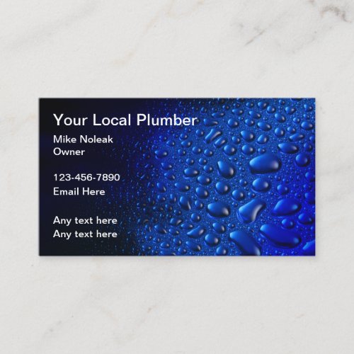Best Plumber Water Drops Business Cards
