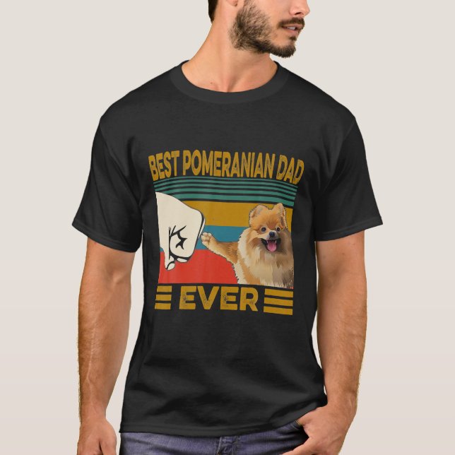 Best Pomeranian Dad Ever Retro Father Day Gift T-Shirt (Front)