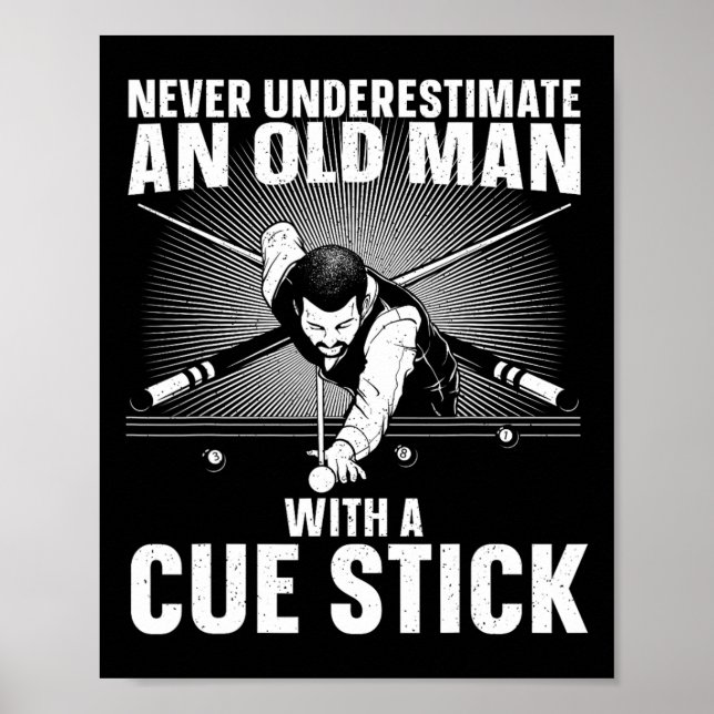 Best Pool Art For Men Grandpa Billiard Player Pool Poster (Front)