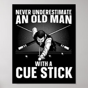 Best Pool Art For Men Grandpa Billiard Player Pool Poster