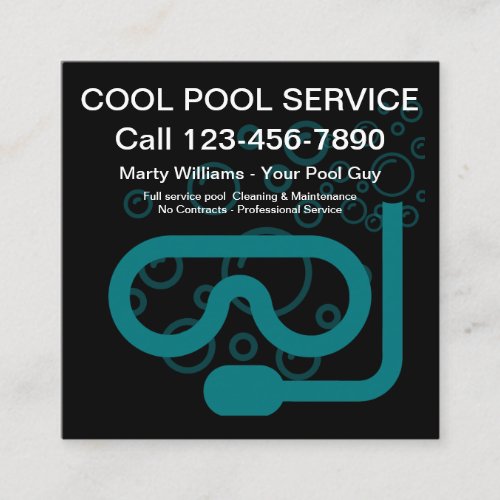 Best Pool Service Modern Square Business Card