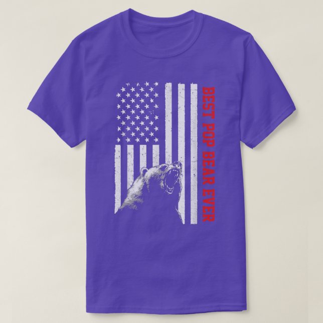 Best Pop Bear Ever USA American Flag Father's Day  T-Shirt (Design Front)