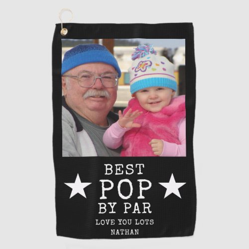 Best Pop by Par Photo Name Black And White   Golf Towel