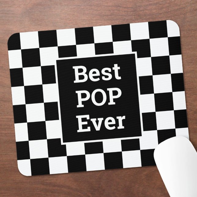 Best Pop Ever Black White Checkered Pattern Mouse Pad (Best Pop Ever Black White Checkered Pattern Mouse Pad in situ)